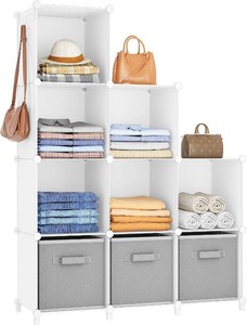 $33 HOMIDEC Closet Organizers and Storage, 9 Cube Storage Organizer, White  Portable Closet Organizer System, Storage Cubes Shelves, for Bedroom, Kids Room, Bathroom, Wardrobe, Clothes Rack
