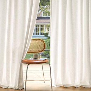 $37 MIULEE Non-See-Through Privacy Linen Curtains 52W x 90L Inch Natural White  2 Panels, Light Filtering, Semi Sheer Window Curtains, Farmhouse Textured, Back Tab Drapes for Bedroom Living Room