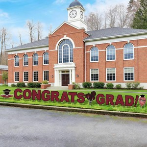 16 Pieces Congrats Grad Yard Signs 2026 Graduation Yard Sign Decoration Waterproof Lawn Decorations with 32 Stakes for Grad Party Outdoor Decor, Burgundy