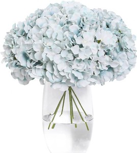 Tifuly Hydrangea Artificial Flowers -12 pcs Realistic Fake Hydrangeas Silk Flowers with Stems Faux Hydrangea Flowers Heads for Office Home Party Wedding Centerpiece DIY Floral Decor (Light Blue)