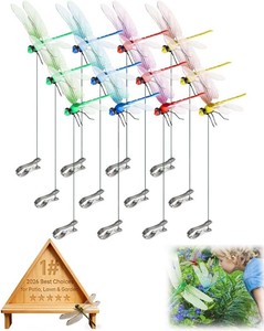 Dragon Fly Clips for Bugs Repellent Outdoor Fake Dragonfly Decoy Keep Bugs Away Repe Llent 3D Plastic Realistic Clip on Garden Stakes Gardening Decor Insert Plaque Yard Ornaments (12PCS)