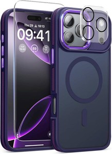 $23 Magnetic 3 in 1 for iPhone 17 Pro Max Case, Omni-Directional Protection with 1x Screen Protector  1x Camera Cover, Seamless Work with Magsafe Protective Silm Case for iPhone 17 Pro Max Purple