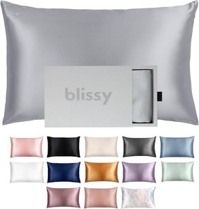 $59 Blissy Silk Pillowcase - 100% Pure Mulberry Silk - 22 Momme 6A High-Grade Fibers - Silk Pillow Cover for Hair & Skin - Regular, Queen & King (Silver, Standard)