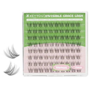 KEYYOU Venus Lash Clusters C Curl Fairy Lash Extension Eyelash Extension Wispy Natural Invisible Band Lash with Waterproof DIY Lash Extension at Home(Venus-C-10MM)
