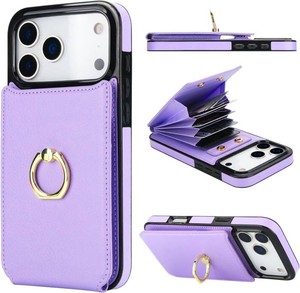 $26 Folosu for iPhone 17 Pro Max Case Wallet, Finger Ring Holder Cover Purple