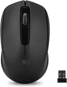 Rii Wireless Mouse, 2.4G Portable Computer Mice for PC, Laptop, Windows, Office Included Wireless USB dongle, Black