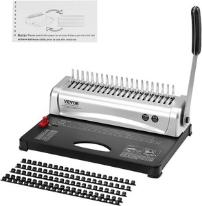 $44 VEVOR Binding Machine, Comb Binding Machine 21-Holes Binding 450 Sheets, Book Binder Machine with 100 PCS 38 Comb Binding Spines, for Letter Size, A4, A5