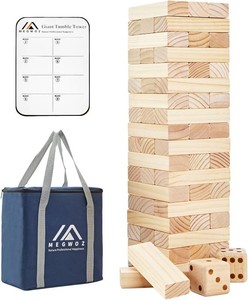 $40 Megwoz Giant Tumble Tower Games for Kids and Adults 57 Blocks New Zealand Pine Wooden Blocks Stacking to Over 4.2FT