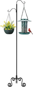 $37 TREEZITEK 77 Shepherds Hook Stand with Base,Freestanding Adjustable Shepherds Hook for OutdoorIndoor, Holds Bird Feeders, Wind Chimes, Lanterns, Garden Decor