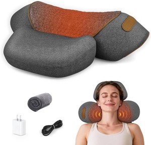 $60 3-in-1 Neck Massager Pillow for Pain Relief, Neck Massager with Heat and Cervical Traction, Deep Tissue Massage Pillow for Shoulder & Back Comfort, Ergonomic Design for Men and Women (Deep Gray)