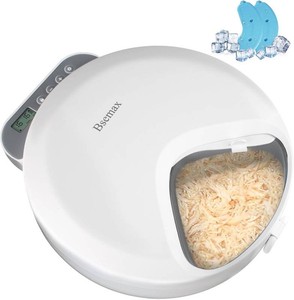 $42 Automatic Wet Food Cat Feeder, Auto Refrigerated Wet Foods Feeder for Cats Dogs 4 Meal Timed Fresh Foods Dispenser with 2 Ice Packs Small Pet Feeders for Kitty Puppy Automatic Cat Dog Food Bowl