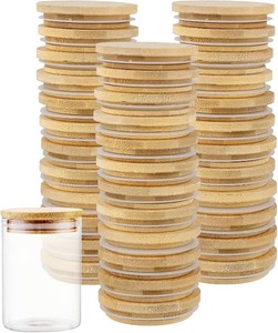 $36 40 PCS 3.15 Inch Bamboo Mason Jar Lids, Silicone Sealing Wide Mouth Wooden Lids Canning Jar Lids for Home Kitchen Wedding Storage