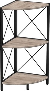 $34 Snughome Corner Shelf for Desktop, 3-Tier Corner Storage Organizer with Metal Frame, Freestanding Corner Shelf Stand Display Rack for Kitchen Counter, Living Room, Grey