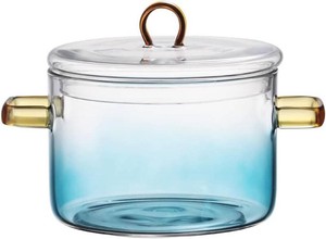 1500 mL  50.7 fl oz Transparent Glass Pot with Lid, Blue