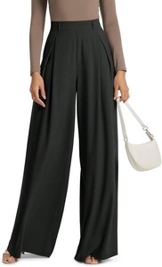 $35 ODODOS Pleated Extra Wide Leg Pants for Women Flowy Lightweight High Waist Trouser with Pockets - 27  29  31 Inseam M