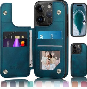 DJDUCK Designed for iPhone 16 Pro Case Wallet with Card Holder, Magnetic Clasp Cover RFID Blocking Leather Protection Shockproof Women Men Cases 6.3 Inch for Apple 16 Pro Teal