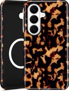 Magnetic Tortoise Shell Case for Samsung Galaxy S24 Ultra  Compatible with MagSafe, Cute Yellow Brown Cheetah Leopard Print Design, TPU and PC Shockproof Protective Phone Cover