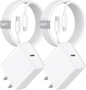 Apple MFi Certified iPhone 14 13 12 Charger 10FT, 20W USB C Charger Block  2 Pack 20W iPhone 14 13 12 Pro Max Charger Fast Charging with 10FT USB C to Lightning Cord for iPhone 14 13 12 11 XS XR X 8