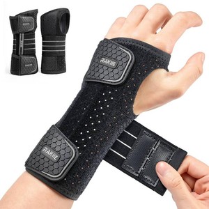 Rakiie 2 Pack Carpal Tunnel Wrist Braces, Adjustable Wrist Support Splint for Night Sleep & Daytime Working, Hand Braces Pain Relief for Arthritis, Typing, Pregnancy, Men Women (Gray, M)