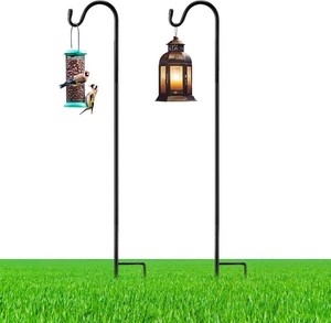 $22 2 Pcs 60 Inch Shepherds Hook for Outdoor Adjustable Bird Feeder Pole  Metal Steel Stakes for Outdoor, Hanging Lanterns Plants Wedding Decor, Hummingbird Feeder Stand with Stake Base