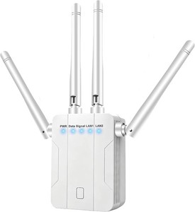 $60 WiFi Extender Signal Booster,1200Mbps Dual Band 2.4GHz 5GHz WiFi Repeater with Ethernet Port,WPS Setup,Mesh Compatible,1500 Sq.ft Whole Home Coverage,Supports 60 Devices Home Office (White)