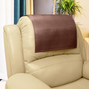 $26 Non-Slip Headrest Cover for Recliner Sofa Theater Seat, Reddish Brown  Durable Faux Leather, Pet & Kid Stain Protection, Waterproof, 17W 27L, Quick Install, Wipe Clean, Fit Sofa & Loveseat