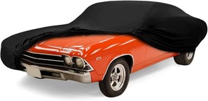 $100 Car Cover Indoor Compatible with Chevrolet Chevelle Malibu SS SedanCoupe 1964-1967 1968-1972,Stretch Satin Dust-Proof Protection Ultimate Custom Full Car Cover for Underground Garage, Car Show