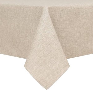 Faux Linen Polyester Rectangle Tablecloth - Wrinkle and Stain Resistant Washable Table Cloth for Kitchen Dining Room