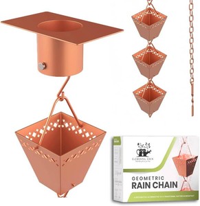 $54 Rain Chain Kit wAdapter & Extension  Copper Rain Chains for Gutters 10 ft  Rain Chain  Gutter Chain Downspout  Rain Chains for Outside  Rain Catcher  Rain Chimes