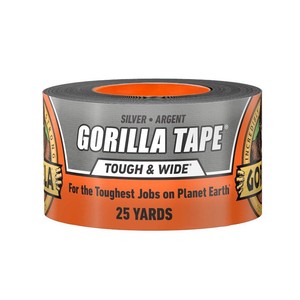 GORILLA Tough & Wide Heavy Duty Duct Tape, Silver, 2.88 x 25 yd, 1-Pack  Weather Resistant, Indoor & Outdoor Use, Double-Thick Adhesive, Reinforced Backing, Hand-Tearable