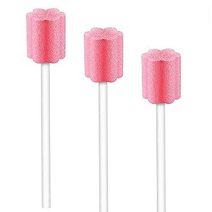 50 PCS Disposable Oral Care Swabs - Pink  Sponge Dental Swab sticks Unflavored Sterile