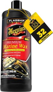 $25 Meguiars M6332 Flagship Premium Marine Wax, Easy to Use Boat Polish and Wax, Remove Scratches, Swirls, and Oxidation While Leaving Lasting Protection, 32 Oz Bottle