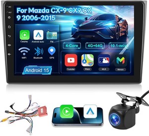 $163 4G64G Car Radio for Mazda CX-9 CX9 CX 9 2006-2015 - Wireless Carplay & Android Auto - 10 Inch Touchscreen Radio with Android Auto, 32 EQ DSP, WiFi, GPS, SWC  AHD Backup Camera