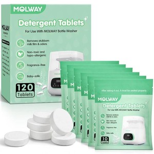 $40 120 PCS Detergent Tablets, Detergent Washing Tablets for MOLWAY, Momcozy, GROWNSY, Baby Brezza Bottle Washer, Remove Milk Residue & Odor, for All Baby Bottle Washers