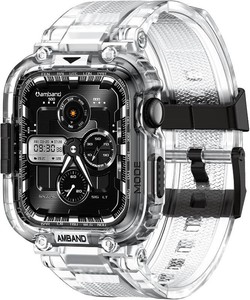 amBand Bands Case Compatible with Apple Watch Series 1110 42mm for Men Women, M1 Sport Rugged Heavy Duty Cover Tactical Strap Military Grade Protective Bumper Protector for iWatch 42 mm Men, Clear