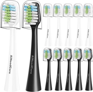 12 Pack Toothbrush Replacement Heads Only for Aquasonic Duo Series and Home Dental Center, Not Compatible with AquaSonic Other Series - 6 White  6 Black