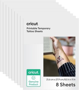 Cricut  Temporary Tattoo Paper for Inkjet Printers (8 Sheets, 8.5x11)  Printable Tattoo Transfer Paper - Works with Joy Xtra, Explore, & Maker Machines (Missing one )