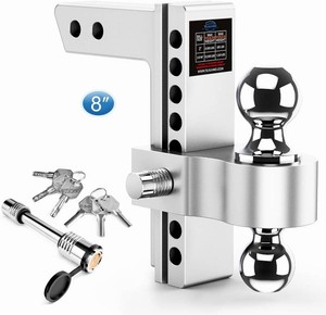 $134 Tlvuvmo Drop Hitch Fits 2 Inch Receiver  12,500 LBS GTW, (2 & 2-516) Chrome Plated Steels Balls, Aluminum Tow Hitches with Two Anti-Theft Pins Locks
