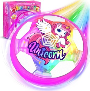 Unicorn Hover Soccer Ball for Girls Ages 3-12, Rainbow LED Light-Up Toy  Air Floating Soccer Ball with Soft Foam Bumper, Indoor Active Play, Birthday Gift for 3 4 5 6 7 8 9 10 11 12 Year Old