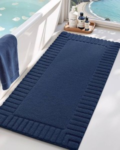 $37 Color&Geometry Long Navy Blue Bathroom Runner Rug, 24x43 Absorbent Bath Rugs Non Slip Washable, Soft Bath Mats for Bathroom Floor, Shower, Bathtub, Laundry
