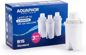 $23 AQUAPHOR B15 Water Filter Replacement - 6 Pack  Fast Flow Water Filtration  Lasts 2 Months or 45 Gallons Per Filter  BPA-Free  Reduces Chlorine & Heavy Metals  Improved Taste & Filtered Water