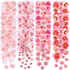 $21 Geosar 120 Pcs Artificial Flowers Bulk Mini Silk Flower for Crafts Fabric Flowers Heads Fake Small Floral Decor for Baby Shower Wildflowers Party Wedding Decor DIY Wreath(Pink,Cozy Style)