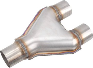 $22 T409 Stainless Steel Y Pipe 2.75 Inch ID Single to 2.5 Inch ID Dual Stamped Exhaust Adapter Connector, Overall Length Approx. 10, Universal
