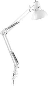 $35 Globe Electric 52847 31.5 Inch Swing Arm Clamp-On White Desk Lamp with Nickel Accents, OnOff Rotary Switch, Book Reading Light, Home Essentials, Office D cor, LED Bulb Compatible