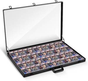 $100 Trade Show Display Case Table Top Portable Aluminum Sports Card Display Case Frame with Clear Acrylic Showcase with Locks for Jewelry Craft Collector Shows