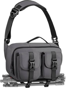 TAAOKA Camera Sling Bag,DSLR Camera Bag with Tripod Holder,Waterproof Camera Shoulder Crossbody Bag for Photographers (Grey)