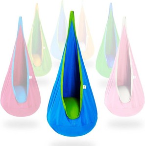 $40 OUTREE Kids Pod Swing Seat, Cotton Child Hammock Swing Chair, Sensory Swing for Indoor and Outdoor Use, Blue
