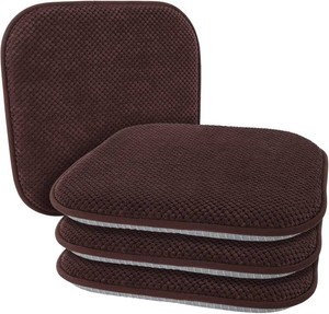 $40 Brown Kitchen Dining Chairs Cushions Set of 4 Non Slip Foam Patio Seat Cushions Washable Soft Thick Pads Large Wooden Metal Tapered Chair Cushions,17 x 15