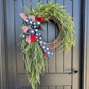 $50 Daifunli Patriotic Wreath for Front Door 16 Inch Red White Blue Wreaths 4th of July 250th Anniversary American Flag Decorations for Independence Memorial Day Wall Window Home Porch Holiday Decor