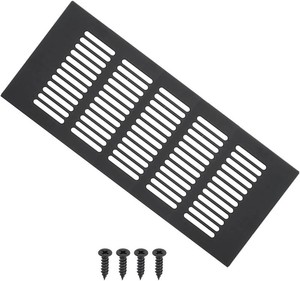 PATIKIL 9 x 4 Inch Door Air Vent Cover, Aluminum Grille Ventilation Cover Louvered with Mounting Screws for Cabinet Wardrobe Door, Black